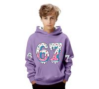 Pull Fille,Sweat Fille 14 Ans,Sweat à Capuche Graphique pour Enfants, Veste Polaire Douce à Enfiler avec imprimés, pour garçons et Filles, vêtements de Jeu décontractés (Purple, 7-8 Years)
