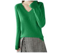 Pull Fin à Manches Longues pour Femme Pulls à col en V/Rond pour Femme Pull léger et décontracté à Manches Longues de Couleur Unie Pulls ajusté en Tricot Doux Chemisier tricoté élégant