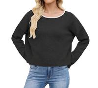 Pull Fin Blanc Femme Femme Hiver Epaule Vintage Pale Décolleté Bicolore Scandinave Tete Mama dans Roll Lin Tops Allaitement Moumoute Photographe Hippie Monster