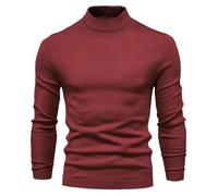 Pull fin épais et chaud à col moyen pour homme, bordeaux, XL