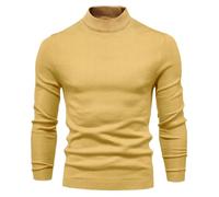 Pull fin épais et chaud à col moyen pour homme, Jaune Vallée, S