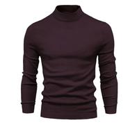 Pull fin épais et chaud à col moyen pour homme, noir/rouge, M
