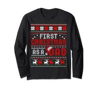Pull « First Christmas As A Dad Nice Father Christmas Ugly Sweater » Manche Longue