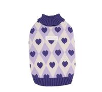 Pull for Chien, vêtements d'hiver Chauds for Petits Chiens, Pulls tricotés à Motif cœur Mignon for Chiots, Pull à col roulé for Chihuahua et Yorkshire(Purple,L)