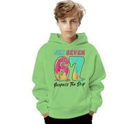 Pull Garcon 12 Ans,Ensemble de survêtement en Polaire Chaude pour garçons et Filles, Sweat-Shirt à Capuche 67, Tenue décontractée pour Enfants, Joli Sweat-Shirt imprimé 6 7 (Green, 10-11 Years)