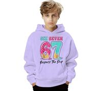Pull Garcon 12 Ans,Ensemble de survêtement en Polaire Chaude pour garçons et Filles, Sweat-Shirt à Capuche 67, Tenue décontractée pour Enfants, Joli Sweat-Shirt imprimé 6 7 (Purple, 12-13 Years)