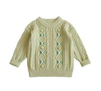 Pull Garcon 6 Ans,Pull à Manches Longues et col Ras du Cou pour bébé Fille Gilet Fille Long Grosse Maille (Light Green, 6-7 Years)