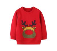 Pull Garçon Bébés Sweatshirt Vêtements pour Garçons Enfants Sportswear Noël Coton Jumper Pullover T Shirt Manches Longues Col Rond Rouge Atomne Hiver Taille 2-3 Ans 3T Action de grâces Noël Cadeaux