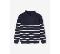 Pull garçon camionneur rayé manches longues marine 8A