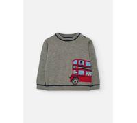 Pull garçon en tricot avec un bus et des animaux gris 10A
