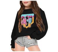 Pull GarçOn,Pull Fille 12 Ans,Sweat-Shirt à Capuche imprimé Graphique pour Filles, Manches Longues, Pull décontracté en Polaire Douce, vêtement d'extérieur pour Enfants et Jeunes (Black, 8-9 Years)