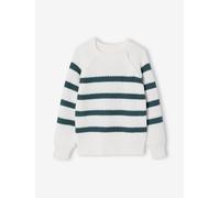 Pull garçon rayé vert sauge 14A