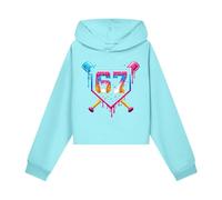 Pull GarçOn,Sweat Fille 12 Ans,Sweat à Capuche Court pour Filles avec imprimé Tendance, idéal pour Les vêtements décontractés et Les activités de Plein air. (Sky Blue, 4-5 Years)