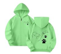 Pull GarçOn,Vetement Enfant Garcon,Sweat-Shirt à Capuche zippé pour Fille, Pull à Manches Longues avec Motif Dessin animé, idéal pour l'automne et l'hiver (Light Green, 5-6 Years)