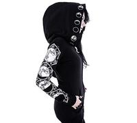 Pull gothique pour femme - Noir - Fermeture éclair - Avec capuche - Y2K Harajuku - Veste squelette - Veste surdimensionnée - Vintage - Sweat à capuche - Sweat à capuche - Automne et hiver -