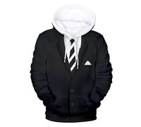 Pull grande taille pour homme 3D Sweat à capuche drôle Fête d'anniversaire Classique Humour Tux Pull à capuche Pull à capuche Homme Tissu fin, rouge, XL
