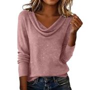 Pull habillé à paillettes pour femme - Pull ample et élégant pour bal de fin d'année, cocktail, Noël, rose, L