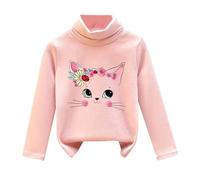 Pull Hiver Enfant Fille Chaud 1-7 Ans Pullover Blouse Manche Longue Fille Chic et Elegant Col Roulé Fashion Pas Cher Confortable Dessin Animé Mignon Haut Sweater (6-7 Years)