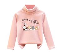 Pull Hiver Enfant Fille Chaud 1-7 Ans Pullover Blouse Manche Longue Fille Chic et Elegant Col Roulé Fashion Pas Cher Confortable Dessin Animé Mignon Haut Sweater (Rose-a, 6-7 Years)