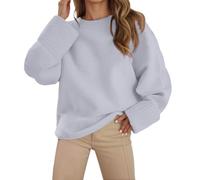 Pull Hiver Femme Grande Taille, Casual Doux Tricoté Basique Tunique Coupe Ample Respirant Chaud Automne Extensible Mode À Manches Longues Couleur Unie Confortable Sweatshirts pour Sport Travail
