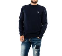 Pull Hiver Fred Perry Classic Crew Neck 608 Navy - FRED PERRY - Homme - Bleu - Col classique S