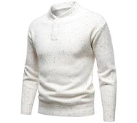 Pull Hiver Homme Chaud,Pull d'hiver à col Montant tricoté pour Homme - Manteau Pull Chaud et Doux Motif Flocon Manches Longues Style décontracté vêtement extérieur Essentiel (White, M)