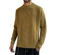 Pull Hiver Homme Tricoté Col Rond Chaud Manches Longues, Sweater En Maille Fine Casual Pullover Vintage Sweat Pulls Toucher Doux T-Shirt Couleur Unie Sport Pull-Over Chemise Chandails Automne Et Hiver
