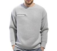 Pull Hiver Homme Tricoté Col Rond Chaud Manches Longues, Sweatshirt en Maille Fine Casual Pullover Coupe Sweat Pulls Respirant T-Shirt Couleur Unie Souple Pull-Over Chandails Top Automne Et Hiver