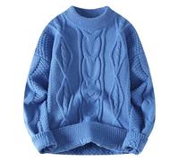 Pull Hiver Homme Tricoté Col Rond Et Manches Longues Basic, Sweatshirt en Maille Fine Casual Pullover Coupe Pull-Over Toucher Doux T-Shirt Souple Sweat Couleur Unie Chandails Top Automne Et Hiver