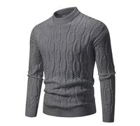 Pull Hiver Homme XXL,Pull décontracté à col Semi-Haut Homme Jacquard Tendance Automne Hiver 2024 - Manteau Pull élégant pour Homme sans souci de Taille et Style Contemporain (Dark Gray, L)