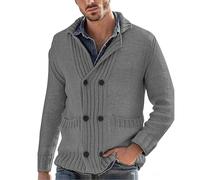Pull Hiver Homme XXXL,Product Category Men’s Sweater Coat | Product Title Cardigan Tendance pour Homme Pull croisé Cardigan tricoté pour Homme Couleur Unie Veste à Grandes Poches (Grey, XXXL)
