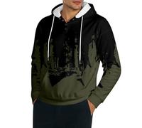 Pull Homme A Capuche Sweat-Shirt à Capuche Homme avec Impression Artistique AsyméTrique Et Col Ouvert Boutonné Confortable DéContracté pour Un Style Urbain Moderne Et Unique