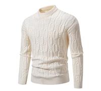 Pull Homme Automne Hiver,Pull décontracté à col Semi-Haut Homme Jacquard Tendance Automne Hiver 2024 - Manteau Pull élégant pour Homme sans souci de Taille et Style Contemporain (White, XL)