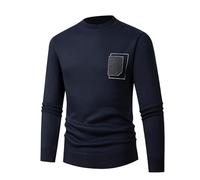 Pull Homme Chaud,Pull Hiver Homme Chaud,Catégorie de Produit Pull d'extérieur en Tricot décontracté pour Homme | Tissu Chaud et Confortables | Style Business Casual sans col Bas (Navy, XL)