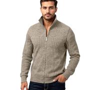 Pull Homme Col Droit, Pull Torsadé Homme Couleur Pure Manche Longue 1/4 Fermeture Éclair, Pulls Souple Casual Pullover Travail Legere Kaki L