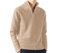 Pull Homme Col Roulé 1/4 Zip,Pull Homme Hiver en Tricoté Manches Longues,Pullover Chaud Chandail Slim Fit Pull-over Couleur Unie Pullover Sweaters avec Col Montant Pull Décontracté pour Homme