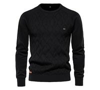 Pull Homme Col Roulé - 2023 Automne Hiver Nouvelle Couleur Unie Décontracté Mode Col Rond Haut De Gamme S Haut Chandail (Black XXL)