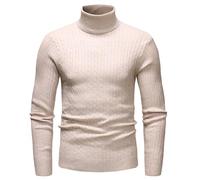 Pull Homme Col Roulé Pull de Marque, Chaud Coupe Slim Pullover Doublure Polaire en Peluche Coton Décontracté À Manches Longues en Maille Fine Haut Accueil Mi Saison
