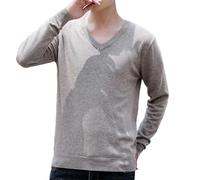 Pull Homme Col V Sweater Slim Fit Couleur Unie Sous-Vêtement Manches Longues Automne Hiver Classique Tricoté Pull Tissu Doux pour la Peau Sweatshirt Stretch Confortable Sous Chemise, g, 3XL