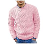 Pull Homme Coton Tricoté Col Rond Chaud Manches Longues, Sweater en Maille Fine Thermique Pullover Coupe Sweat Pulls Confortable T-Shirt Couleur Unie Souple Pull-Over Chandails Top Automne Et Hiver