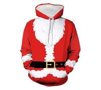 Pull Homme De Noel Ugly Christmas Sweater Sweat Hiver Chaud, Sweats Impression 3D À Manches Longues Pulls Homme À Capuche Noël Coupe Ample Confortable Atmosphère De Christmas Famille