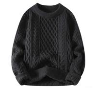 Pull Homme en Polyester Souple et Chaud(Black XL) | Maille tricotÃ©e fine, col rond collier, style dÃ©contractÃ©, saison hiver et , coupe rÃ©guliÃ¨re