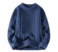 Pull Homme en Polyester Souple et Chaud(Blue XL) | Maille tricotÃ©e fine, col rond collier, style dÃ©contractÃ©, saison hiver et , coupe rÃ©guliÃ¨re