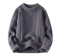 Pull Homme en Polyester Souple et Chaud(Grey L) | Maille tricotÃ©e fine, col rond collier, style dÃ©contractÃ©, saison hiver et , coupe rÃ©guliÃ¨re