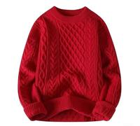 Pull Homme en Polyester Souple et Chaud(Red XL) | Maille tricotÃ©e fine, col rond collier, style dÃ©contractÃ©, saison hiver et , coupe rÃ©guliÃ¨re