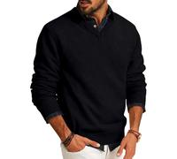 Pull Homme en Tricoté Col Boutonné Pullover Hiver Sweater Manches Longues Col Revers Pullover pour Homme éLéGant Col V Haut