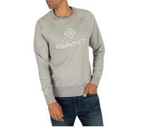 Pull Homme GANT Sweat Lock Up - Gris - Col arrondi - BCI XXXXXL