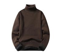 Pull Homme Grande Taille Pull Colle Roulé Oversize, Pullover Col Haut Couleur Unie pour Hommes Pulls Ample Et Douillet Sweater Tricoté Polaire Manches Longues Thermique Automne Et Hiver