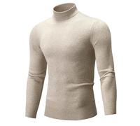 Pull Homme Hiver Chaud - D'Arrivée Col Mi-Haut Décontracté en Tricot De Couleur Unie (Beige XXL)
