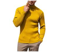 Pull Homme Hiver Chaud - Décontracté À Col Haut pour S Couleur Unie Ample Et Confortable Tendance Commerciale en Tricot Chaud (Yellow XL)